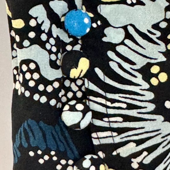 A.L.C. Silk Black and Blue Floral Long Sleeve Dress - Picture 5 of 7